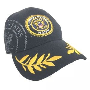 United States Navy Black Hat Strap Back
